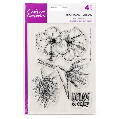 Crafter's Companion Tropical Floral Acrylic Stamp Set