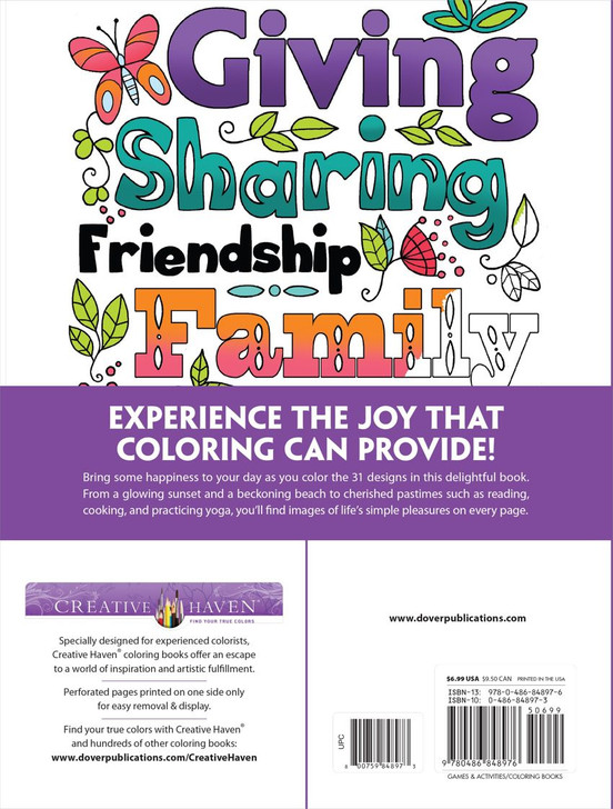 Dover Creative Haven: Happiness Coloring Book