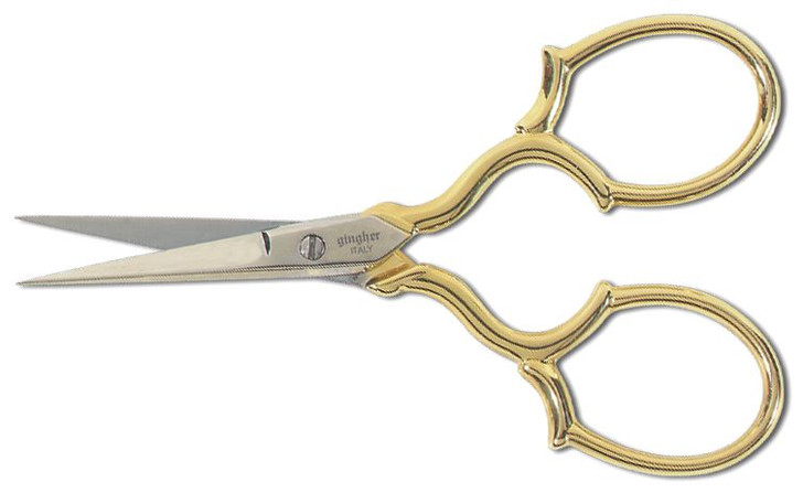 Gingher Gold-Handled Epaulette Embroidery Scissors 3.5"