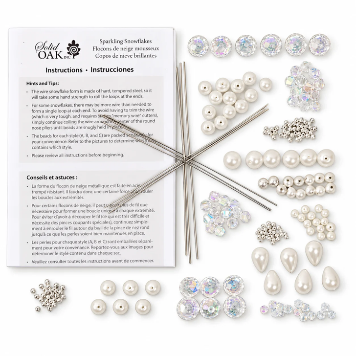 Solid Oak Nostalgic Christmas Sparkling Snowflakes Beaded Ornament Kit