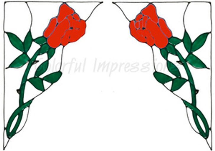 Rose Corner Window Cling Set - Red