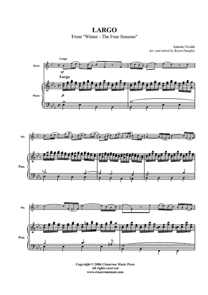 Vivaldi Antonio Largo From Winter The Four Seasons Pope