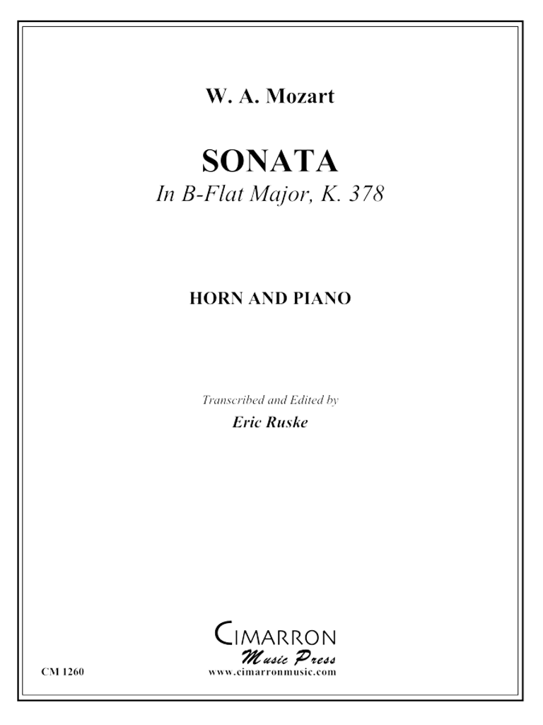Mozart, W.A. – Sonata in B-flat Major, K. 378 (image 1)