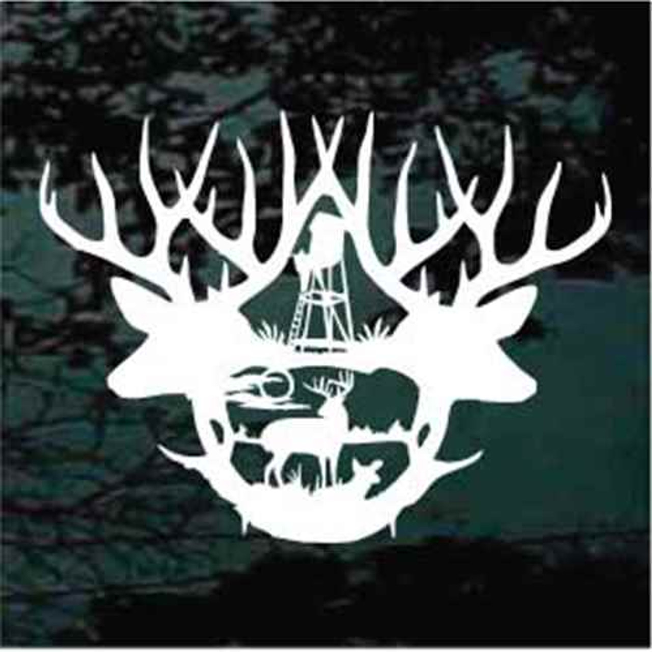 Buck Deer Hunting Scene Decals & Car Window Stickers