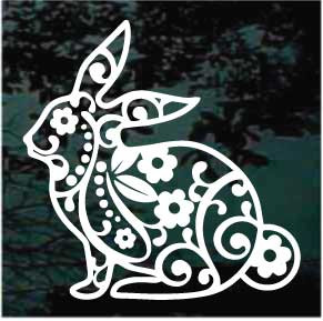 Flower Rabbit Decoration Window Decals & Car Stickers | Decal Junky