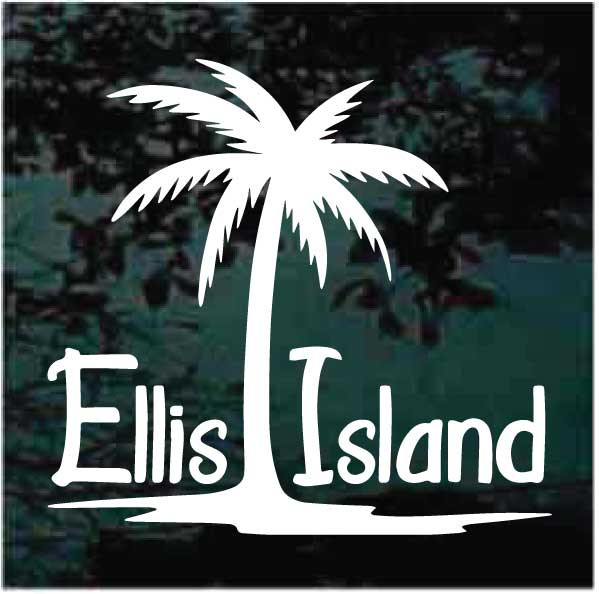 Ellis Island Palm Tree Decals & Car Window Stickers Decal Junky