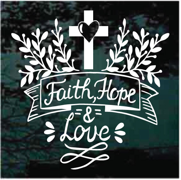 Faith Hope & Love Cross With Heart Christian Car Decals Decal Junky