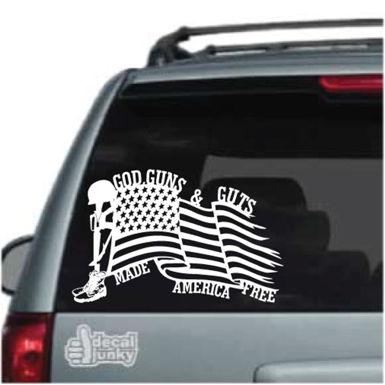 God Guns & Guts Made America Free Flag Decals & Stickers | Decal Junky