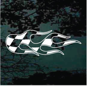 Flaming Race Flag Decals & Car Window Stickers | Decal Junky
