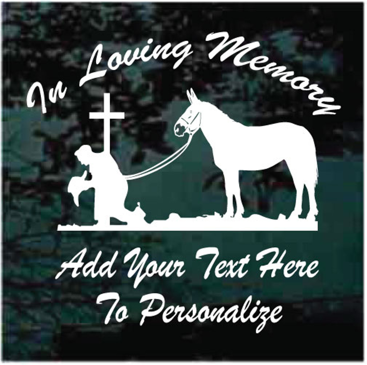 Cowboy Kneeling With Mule Memorial Decals & Stickers | Decal Junky