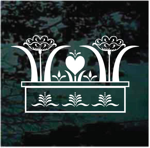 Folk Art Tulip Flower Box Decals & Window Stickers Decal Junky