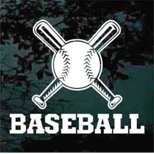 Crossed Baseball Bats & Ball Baseball Design Car Decals | Decal Junky