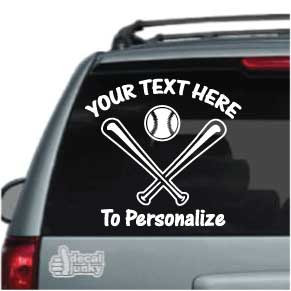 Baseball Bats Crossed With Baseball Car Decals & Stickers | Decal Junky