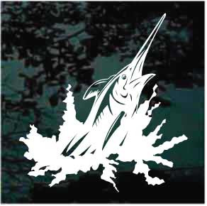 Merling Fish Sticker Marlin Fish Splashing Car Decals & Window Stickers | Decal Junky