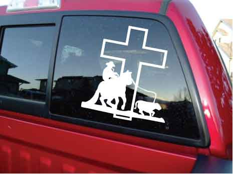 Calf Roping Sticker Calf Roping at the Cross Decal & Window Sticker