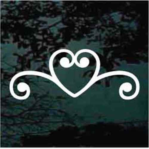 Fleuron Sticker Heart Fleuron Car Stickers and Window Decals Design (01)