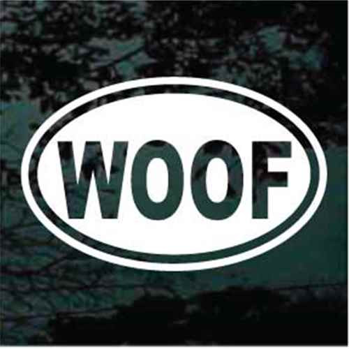Woof Oval Decals & Car Window Stickers | Decal Junky