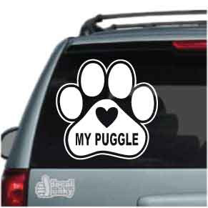 INDIGOS UG Adesivo JDM Per Auto - I Love My Puggle - Decalcomania In Vinile Argento, 149x71 Mm, Resistente Agli Agenti Atmosferici