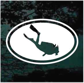 Scuba Diving Oval Car Decals & Window Stickers | Decal Junky