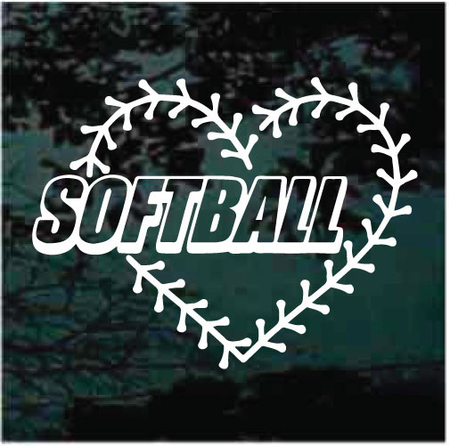 Softball Heart Car Decals & Window Stickers Decal Junky