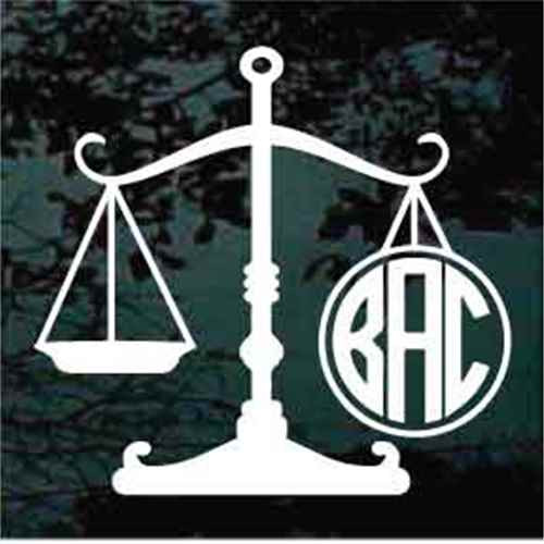 Justice Scales Monogram Car Decals Window Stickers