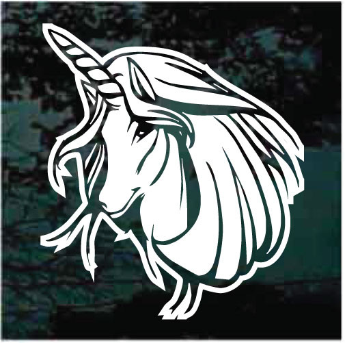 Unicorn Head With Flowing Mane Decals & Stickers Decal Junky