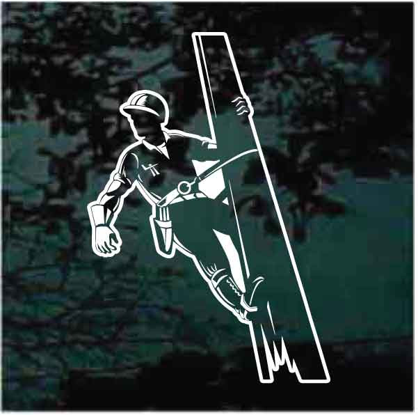 Lineman Climbing Pole Car Decals & Window Stickers Decal Junky