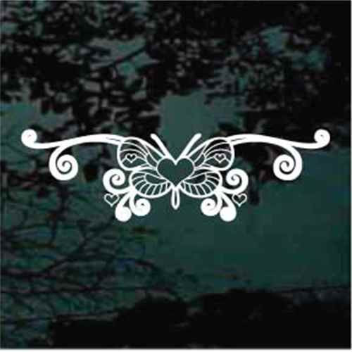 Intricate Butterfly Heart Design Decals & Window Stickers | Decal Junky