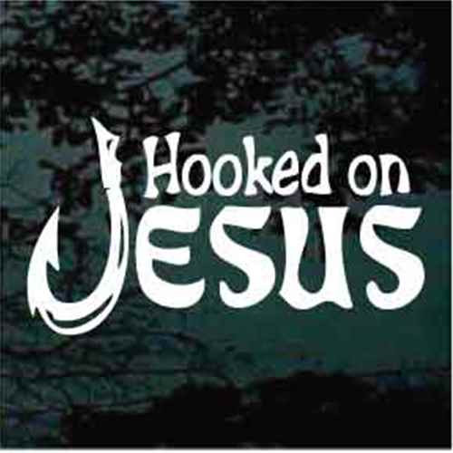 Hooked On Jesus Car Window Decals &amp; Stickers | Decal Junky