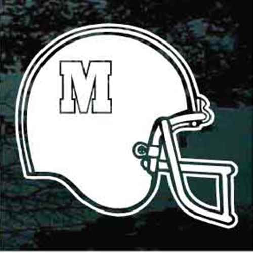 Football Helmet with Letter Car Decals & Window Stickers Decal Junky