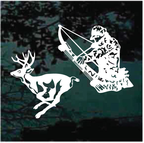 Bowhunter Shooting Deer Car Window Decals & Stickers Decal Junky