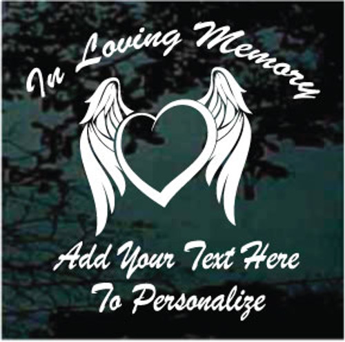 Angel Wings Heart Memorial car window decals stickers