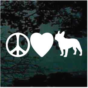 Frenchie Mom Love Heart Decal – French Bulldog Vinyl Die-Cut Sticker For Car (White)