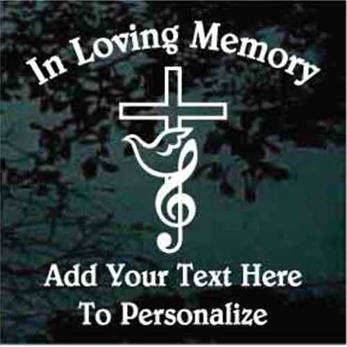 Treble Clef Cross Memorial car window decals stickers