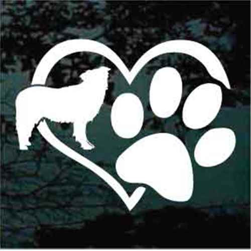 Border Collie Heart Paw car window decals stickers