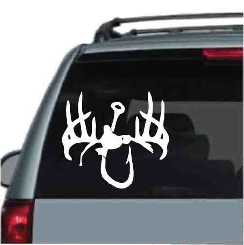 deer antler fish hook duck head + + Metal Endeavors Fish Hook decals in a variety of colors and our specialty etched glass vinyl creating the illusion of the image being etched into the glass giving a unique look Fish Hook and Antler Duck