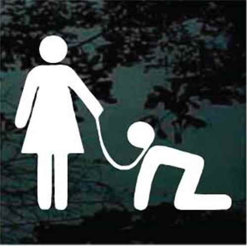 Woman With Man On Leash 