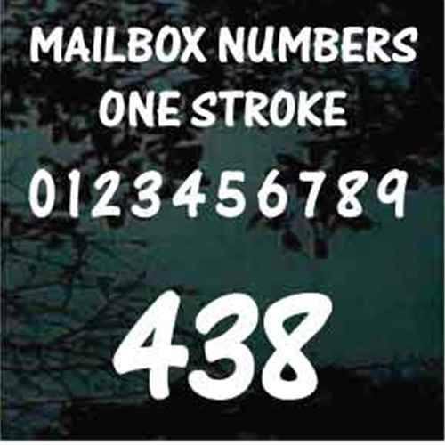 Mailbox House Numbers One Stroke Text - Set of Two