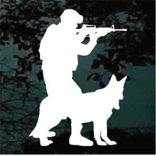 Military Soldier With Working Service Dog decals stickers