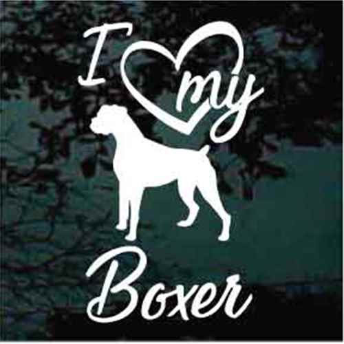 I Love My Boxer Window Decals