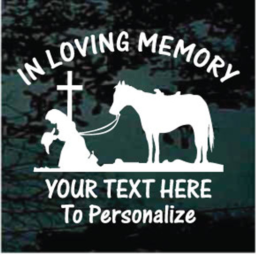 Cowgirl Praying Cross Memorial Decals