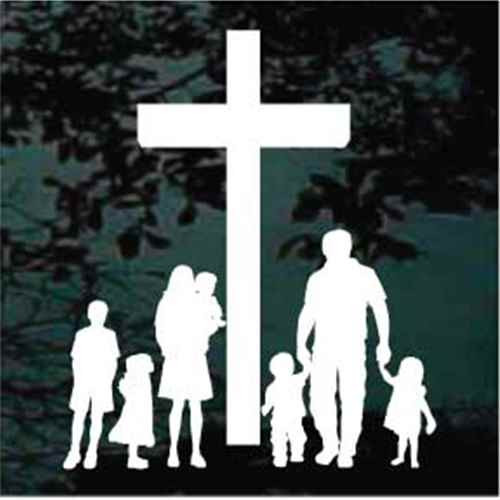 Christian Family At The Cross Five Children