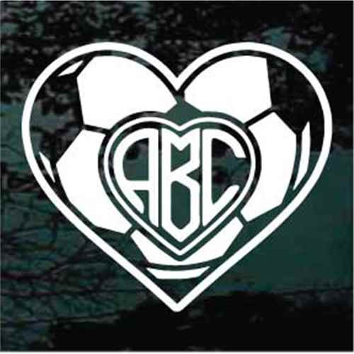 Soccer Ball Heart Monogram Decals