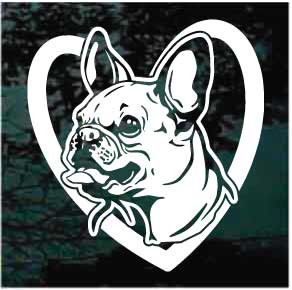 French Bulldog Head Inside Heart car window decals stickers