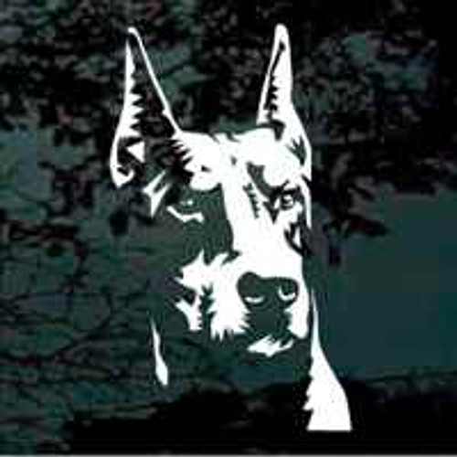 Doberman Head White Car Window Decals