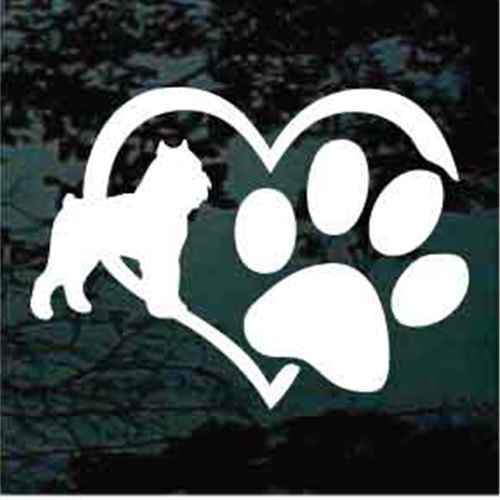 Brussels Griffon Heart Paw Window Decals