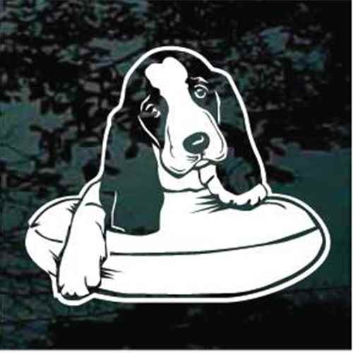 Basset Hound On Bed car window decals stickers