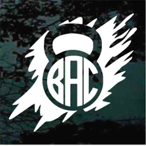 Kettlebell Graphic Monogram car window decals stickers