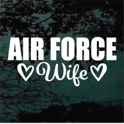 Air Force Wife With Hearts car window decals stickers