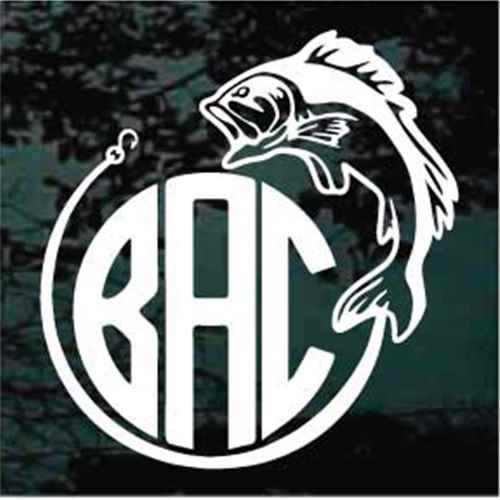 Bass Fish Monogram car window decals stickers